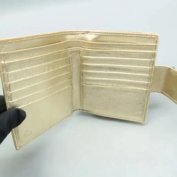 100% Authentic GUCCI D-ring Brown Cloth Wallet 286-091824 - Picture 9 of 12